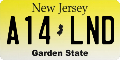 NJ license plate A14LND