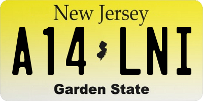 NJ license plate A14LNI