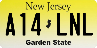 NJ license plate A14LNL