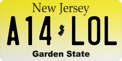 NJ license plate A14LOL