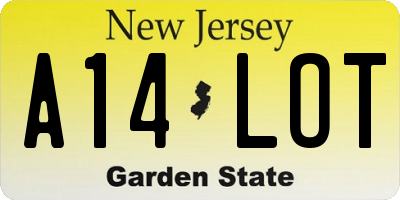 NJ license plate A14LOT