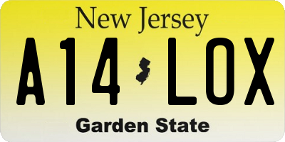 NJ license plate A14LOX