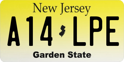 NJ license plate A14LPE