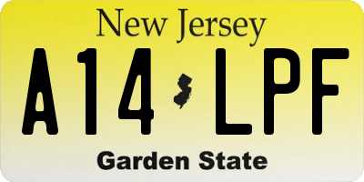 NJ license plate A14LPF