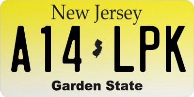 NJ license plate A14LPK
