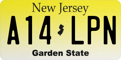NJ license plate A14LPN