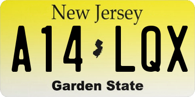 NJ license plate A14LQX