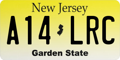 NJ license plate A14LRC