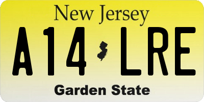 NJ license plate A14LRE