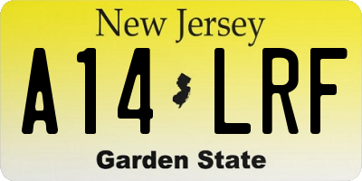 NJ license plate A14LRF
