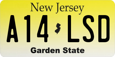 NJ license plate A14LSD