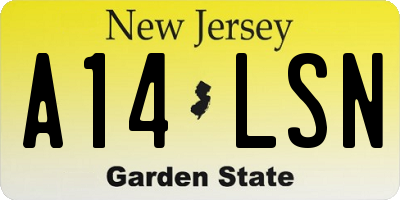 NJ license plate A14LSN