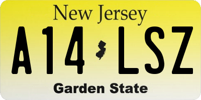 NJ license plate A14LSZ