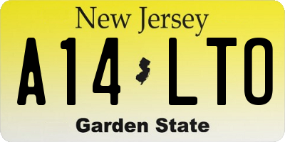 NJ license plate A14LTO
