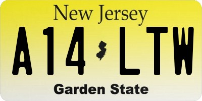 NJ license plate A14LTW
