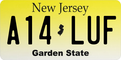 NJ license plate A14LUF