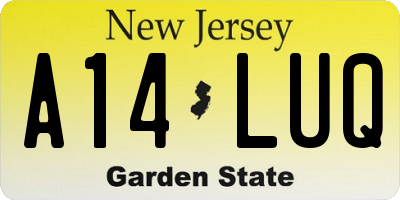 NJ license plate A14LUQ