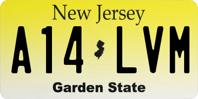NJ license plate A14LVM