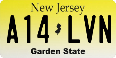 NJ license plate A14LVN
