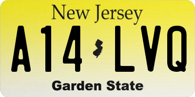 NJ license plate A14LVQ