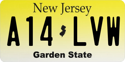 NJ license plate A14LVW