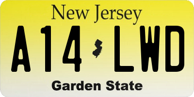 NJ license plate A14LWD