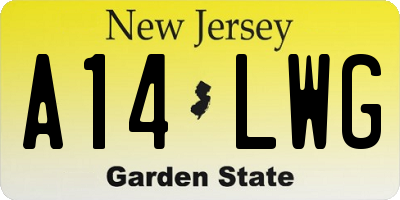 NJ license plate A14LWG