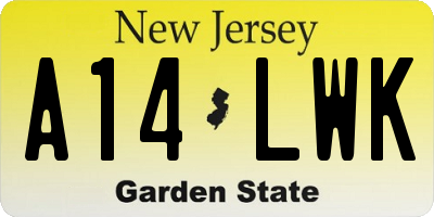 NJ license plate A14LWK
