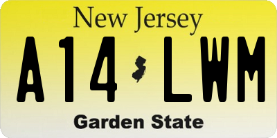 NJ license plate A14LWM