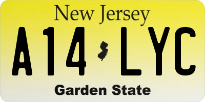 NJ license plate A14LYC