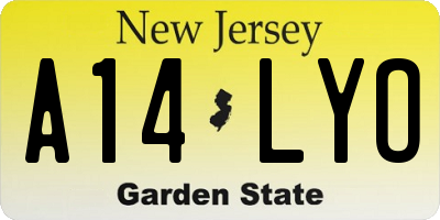 NJ license plate A14LYO