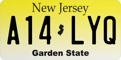 NJ license plate A14LYQ