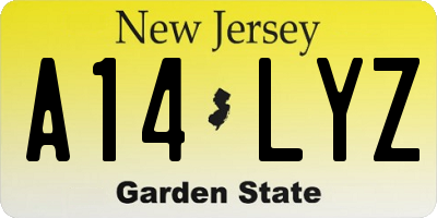 NJ license plate A14LYZ