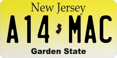 NJ license plate A14MAC