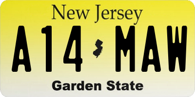 NJ license plate A14MAW