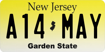 NJ license plate A14MAY