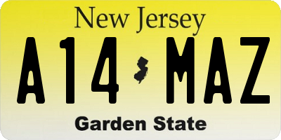 NJ license plate A14MAZ