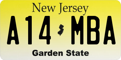 NJ license plate A14MBA