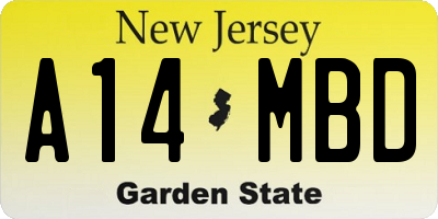 NJ license plate A14MBD