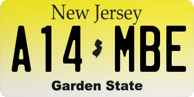 NJ license plate A14MBE