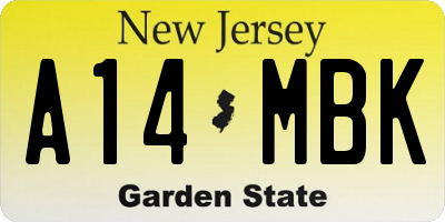NJ license plate A14MBK