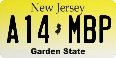 NJ license plate A14MBP