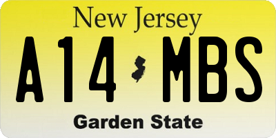 NJ license plate A14MBS