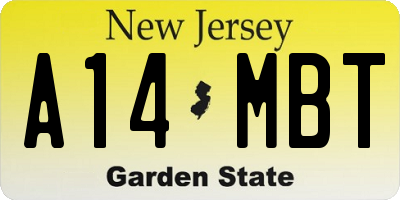 NJ license plate A14MBT
