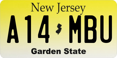 NJ license plate A14MBU