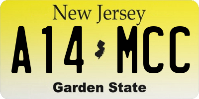 NJ license plate A14MCC