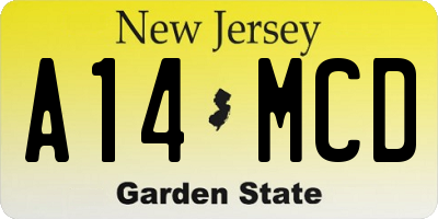 NJ license plate A14MCD