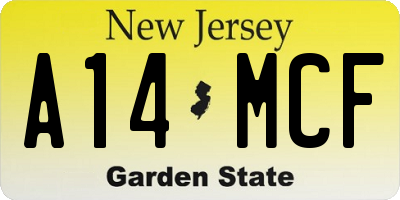 NJ license plate A14MCF