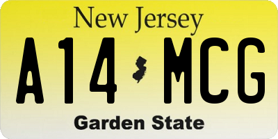 NJ license plate A14MCG