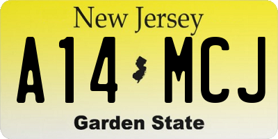 NJ license plate A14MCJ